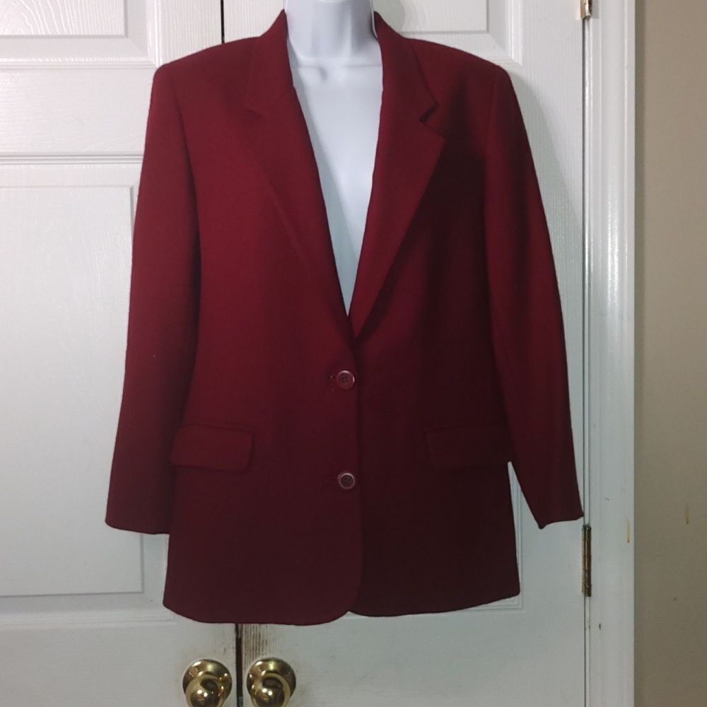 First Issue by Liz Claiborne scarlet red wool blazer jacket button front Sz 8